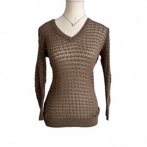 LOFT Y2K Vintage Preppy Brown Cotton Layering Piece Long Sleeve Top Size S